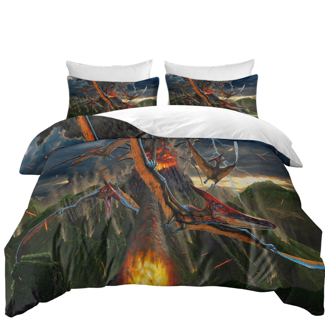 Good Duvet Covers with Cool Dinosaurs Art Volcano Eruption