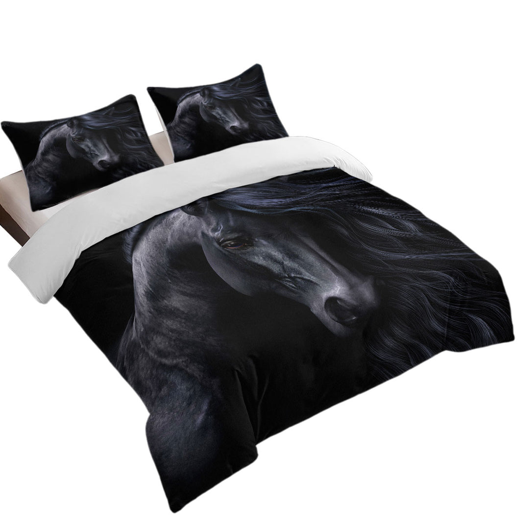 Good Duvet Covers with Elegant Horse Art the Black