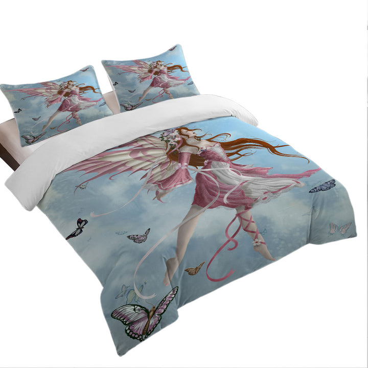 Good Duvet Covers with Fantasy Art Pink Butterfly Girl