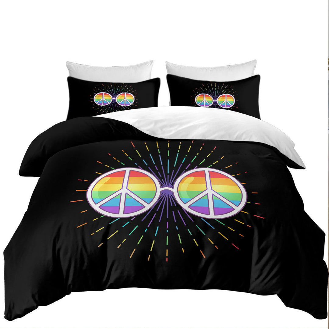 Good Duvet Covers with Multi Colored Retro Peace Glasses