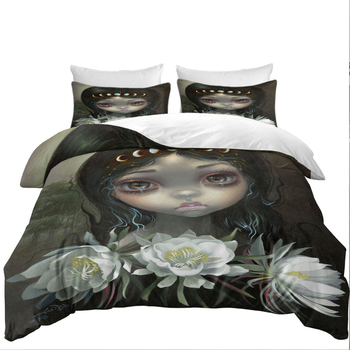 Good Duvet Covers with Pretty Girl Queen of the Night Blooms