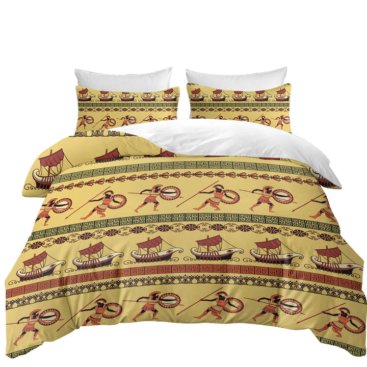 Good Duvet Covers with Roman Warriors and Boats Mens Pattern