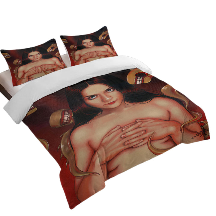 Good Duvet Covers with Scary Art Beautiful Maiden and Monsters