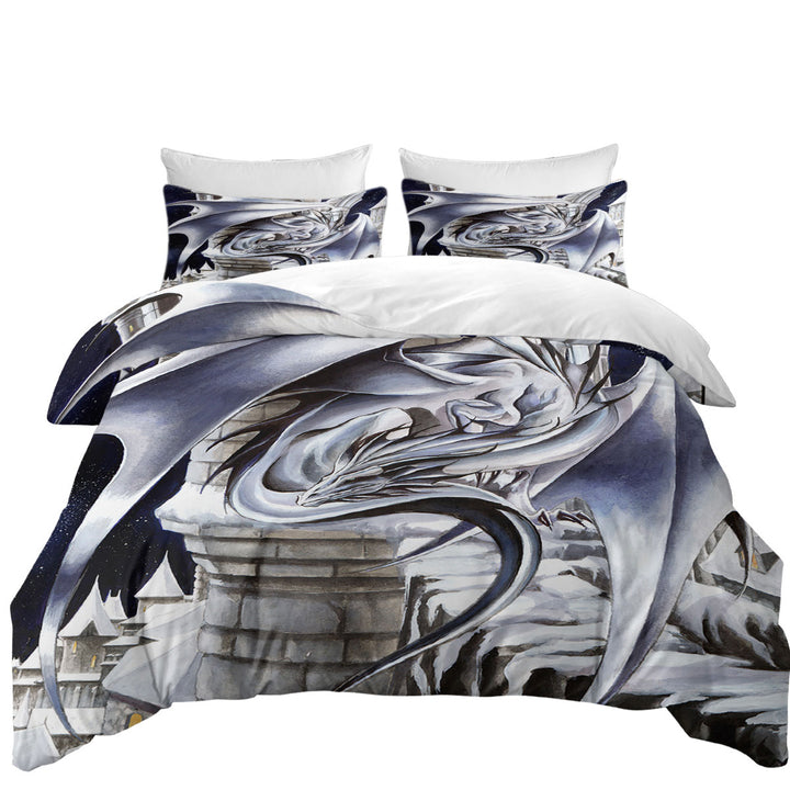 Good Duvet Covers with Sentinel Grey Dragon Drawing