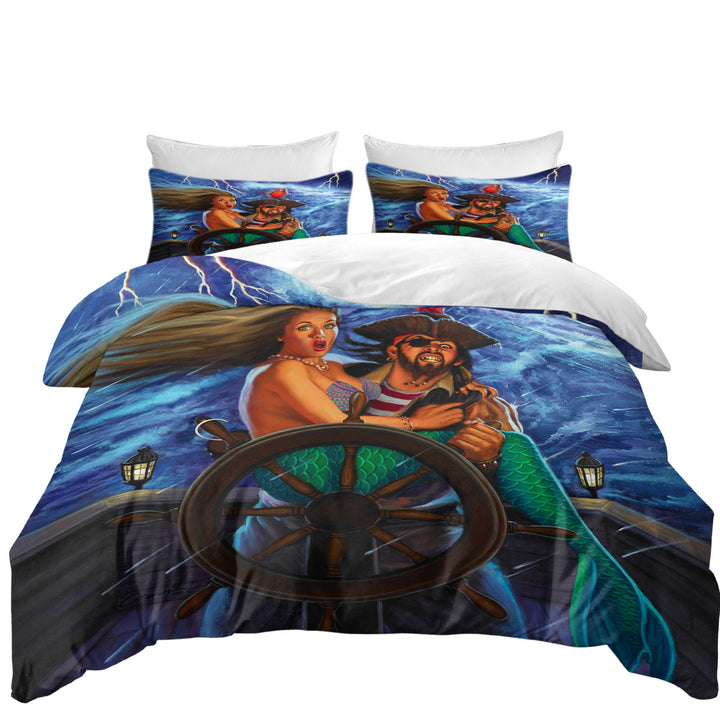 Good Duvet Covers with Stormy Ocean Pirate and Mermaid Fun Honeymoon