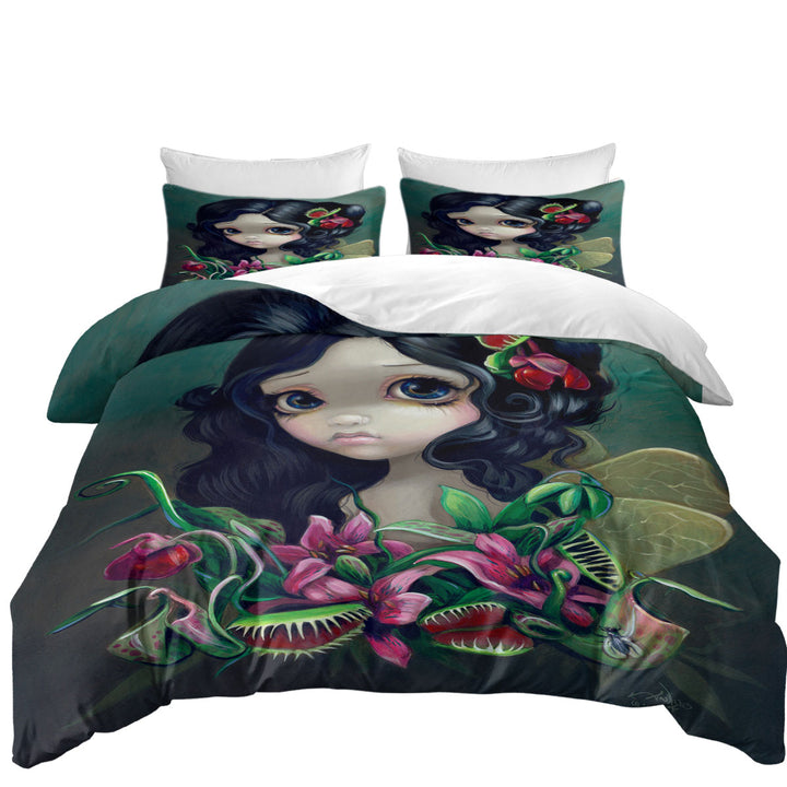 Good Duvet Covers with Tropical Flowers Carnivorous Bouquet Fairy