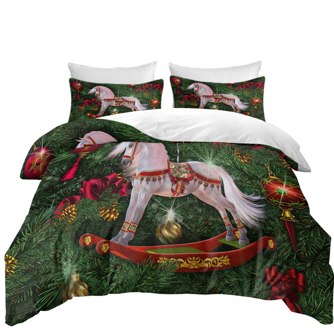 Good Duvet Covers with White Horse Swing the Magic of Christmas