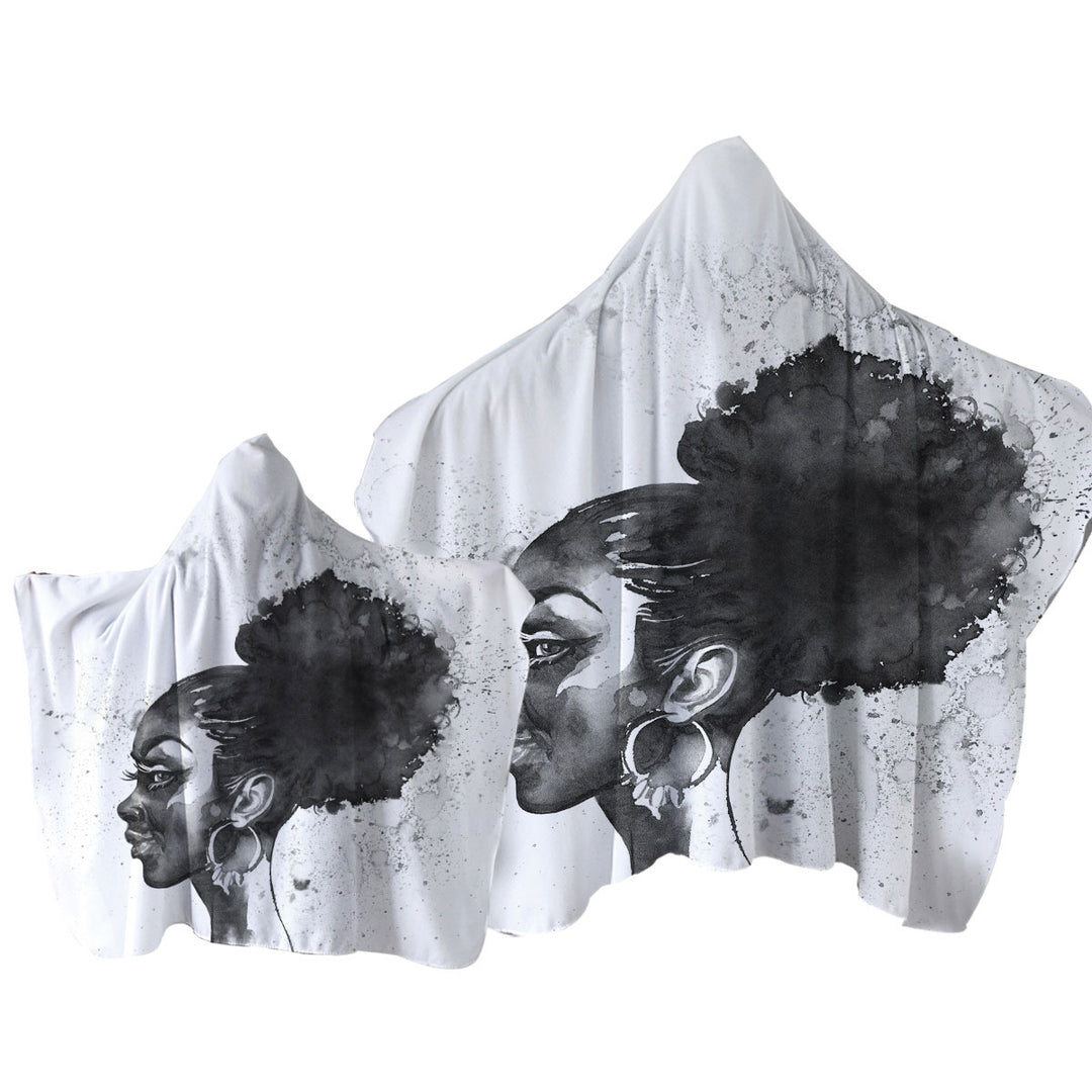 Gorgeous Black Girl Art Drawing Towel Hoodie