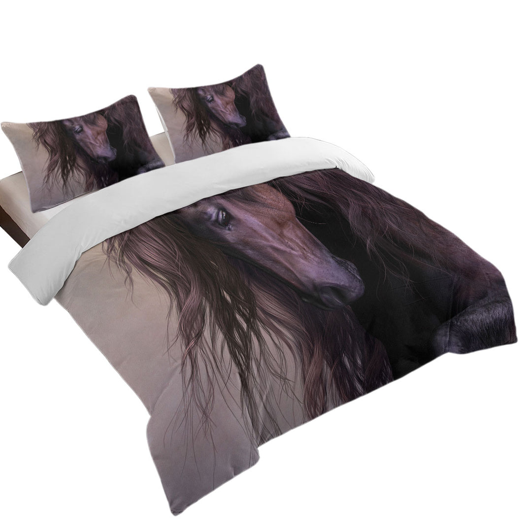 Gorgeous Long Haired Brown Horse Duvet Cover