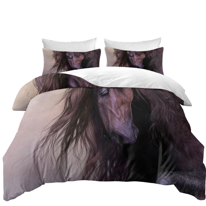 Gorgeous Long Haired Brown Horse Duvet Covers