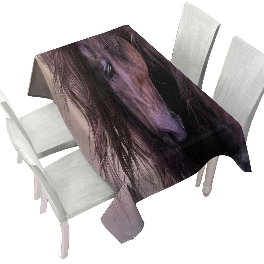 Gorgeous Long Haired Brown Horse Tablecloths