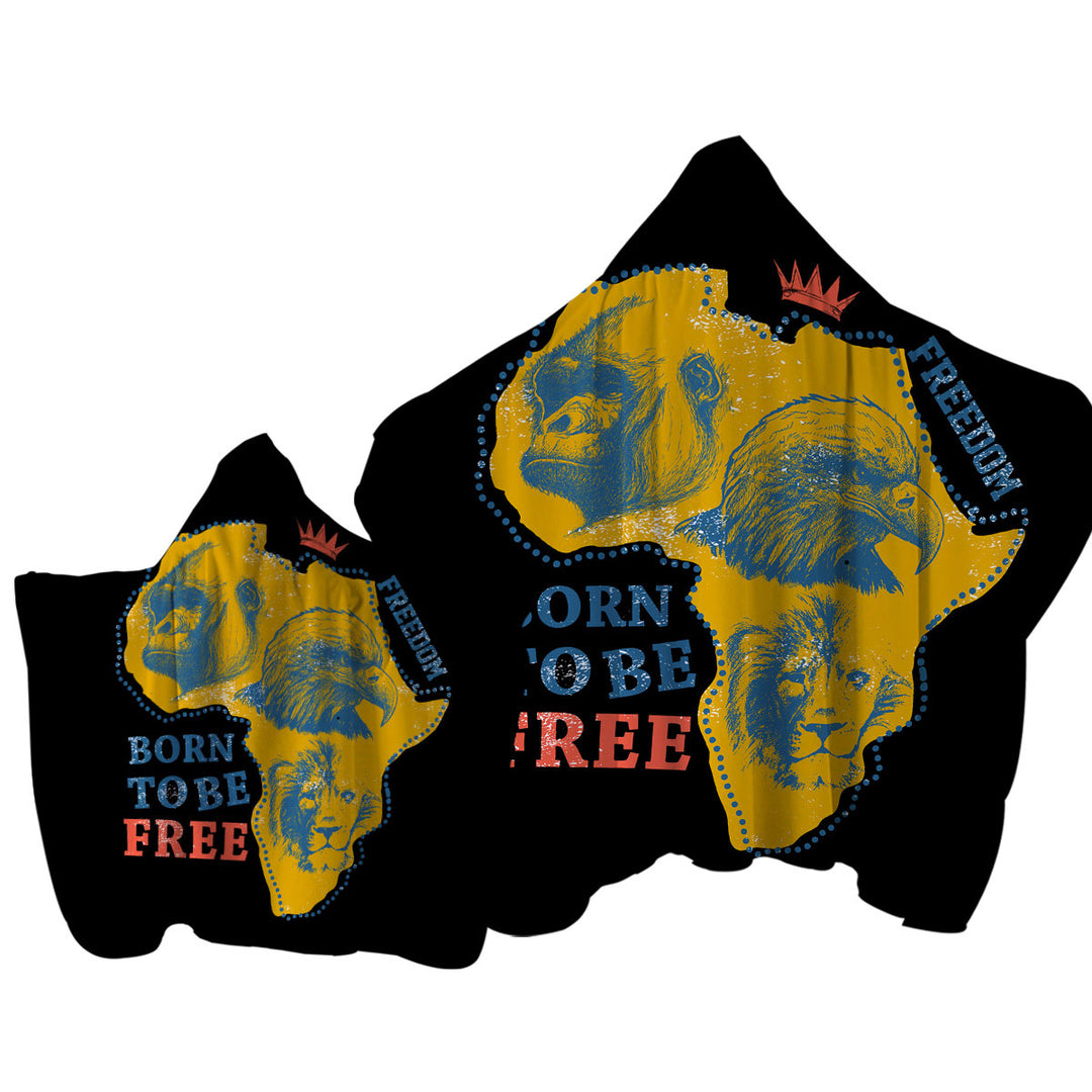 Gorilla Lion and Eagle The African Map Towel Hoodie