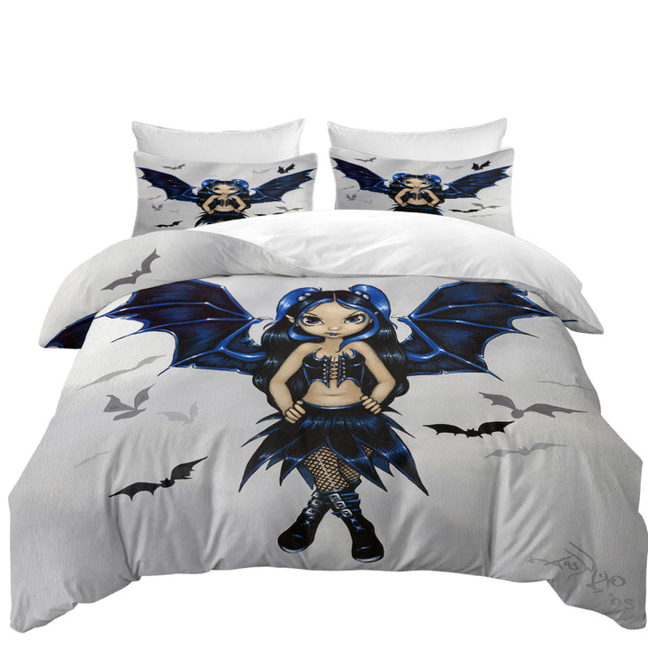 Goth Bats Fairy Girl with Bat Wings Duvet Cover