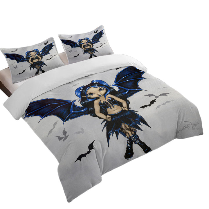 Goth Bats Fairy Girl with Bat Wings King Size Duvet Cover