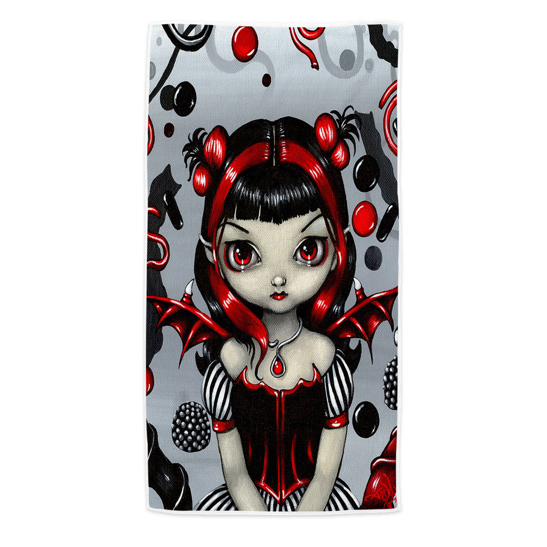 Goth Beach Towels Red and Black Licorice Fairy