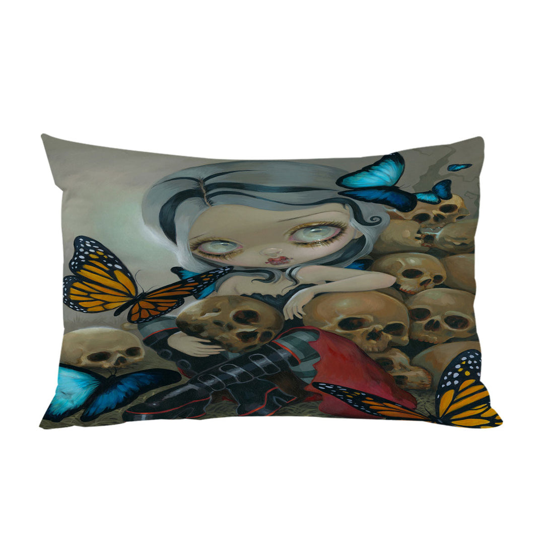 Goth Fairy Butterflies and Bones Pillowcase