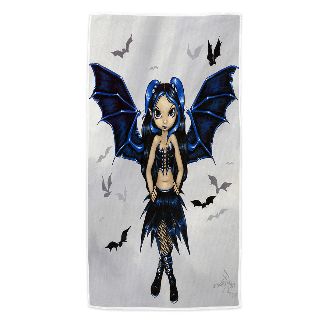 Goth Girls Pool Towels Bats Fairy Girl with Bat Wings