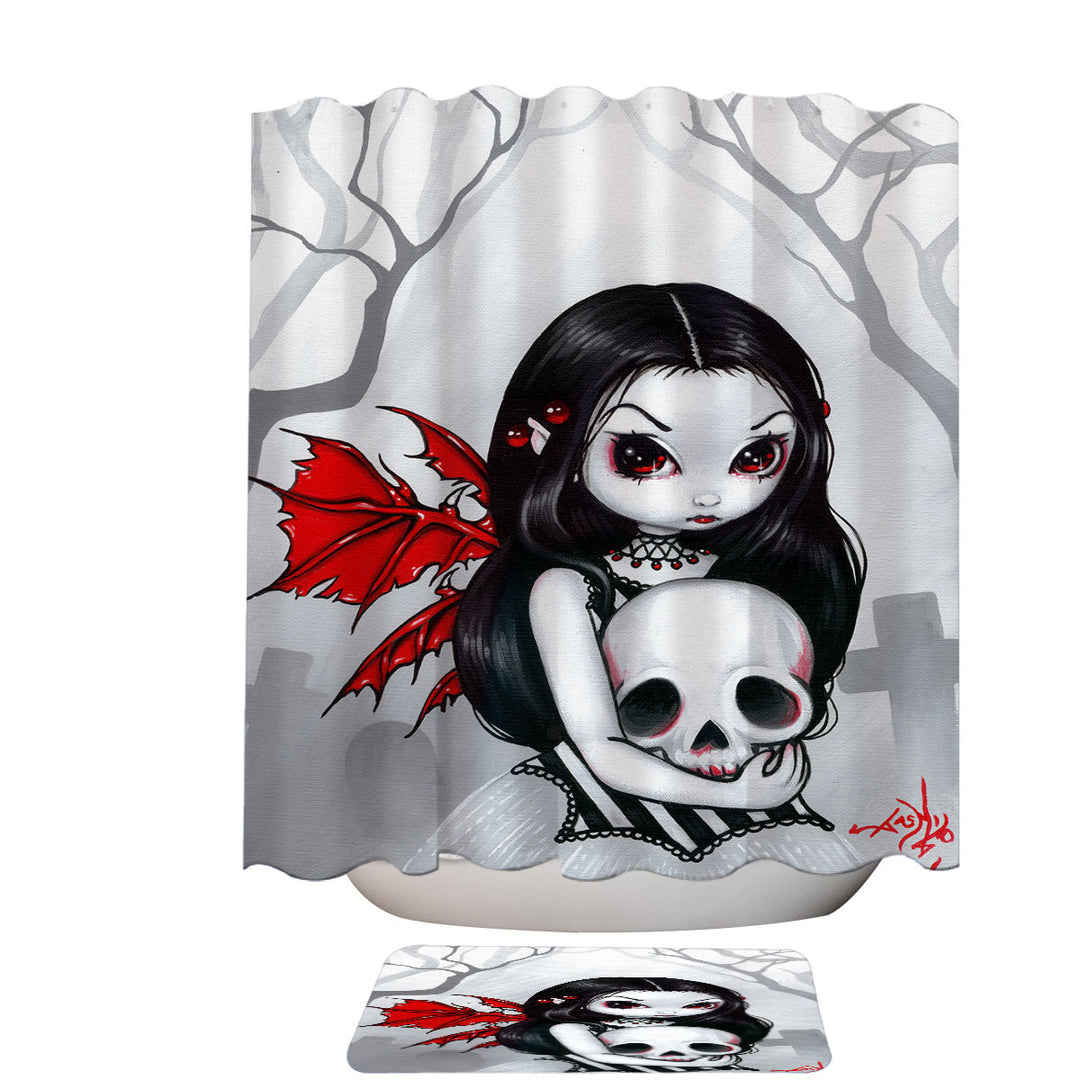 Goth Shower Curtains Fairy a Walk Through the Cemetery