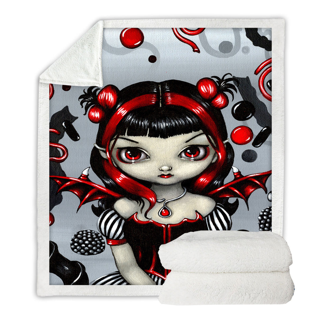 Goth Sofa Blankets Red and Black Licorice Fairy