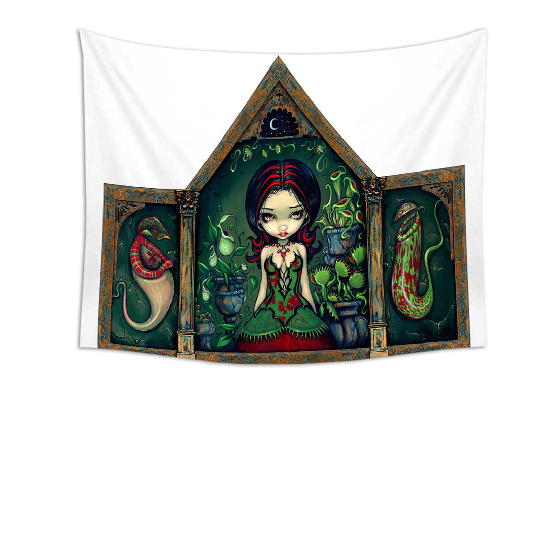 Goth Tapestry Victorian Girl in the Carnivorous Greenhouse Wall Decor