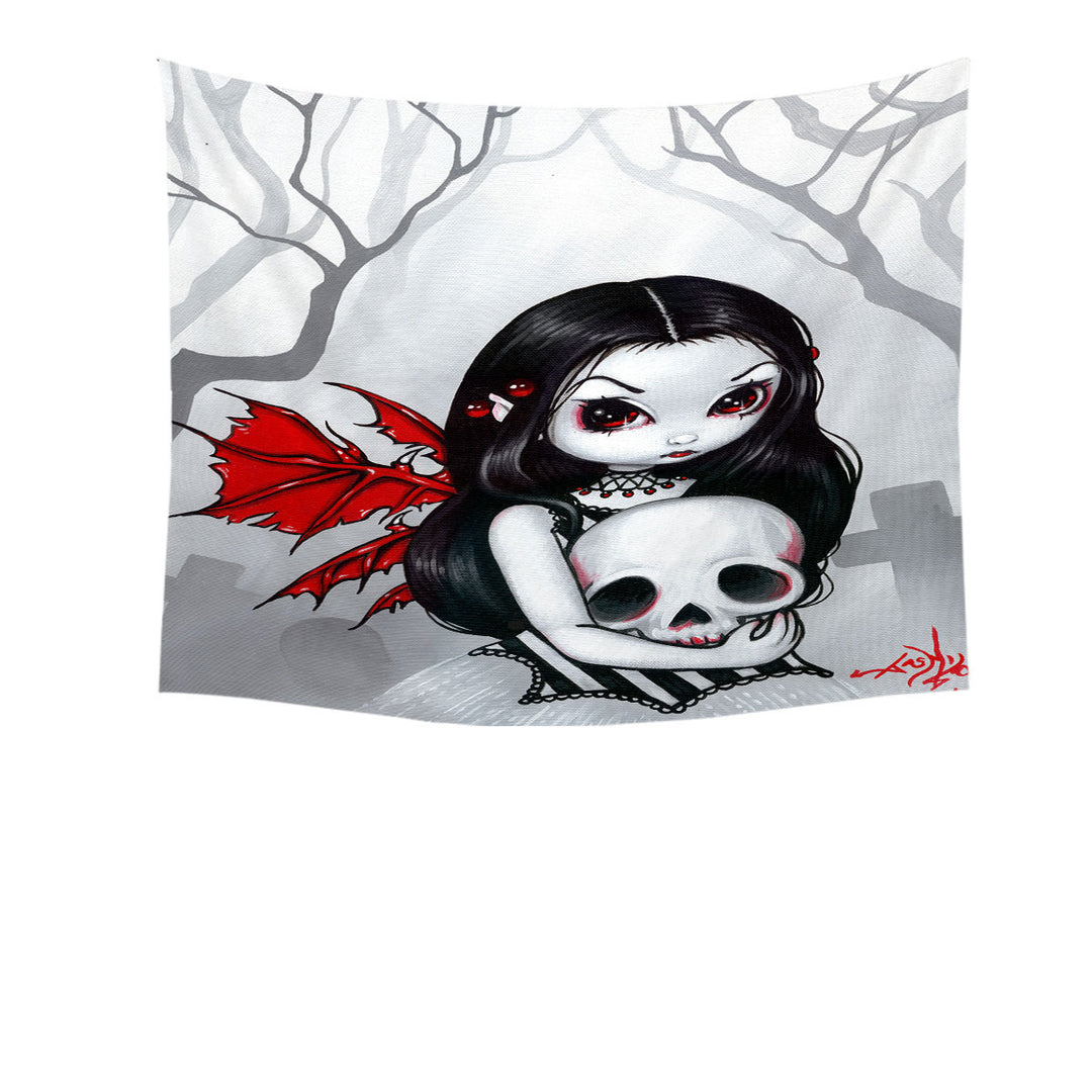 Goth Wall Decor Fairy a Walk Through the Cemetery Tapestry