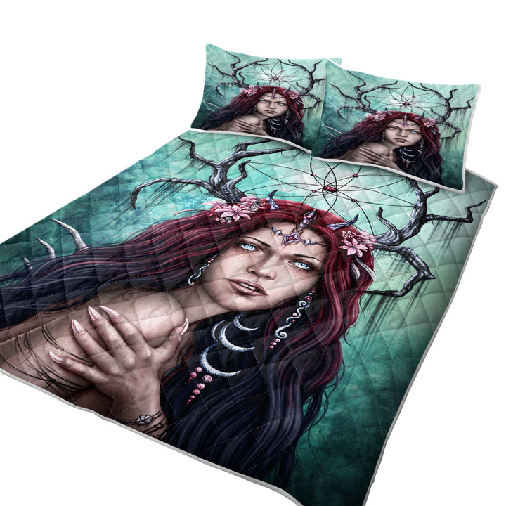 Gothic Art Scary Devil Woman the Dreamcatcher Coverlet