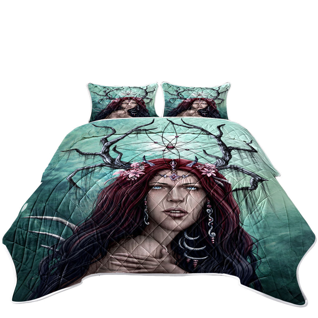 Gothic Art Scary Devil Woman the Dreamcatcher Coverlets