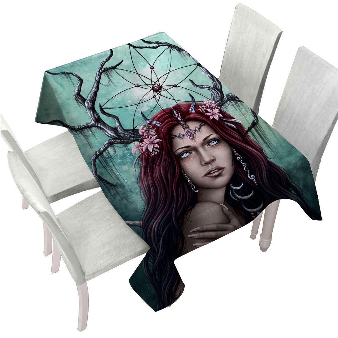 Gothic Art Scary Devil Woman the Dreamcatcher Custom tablecloths