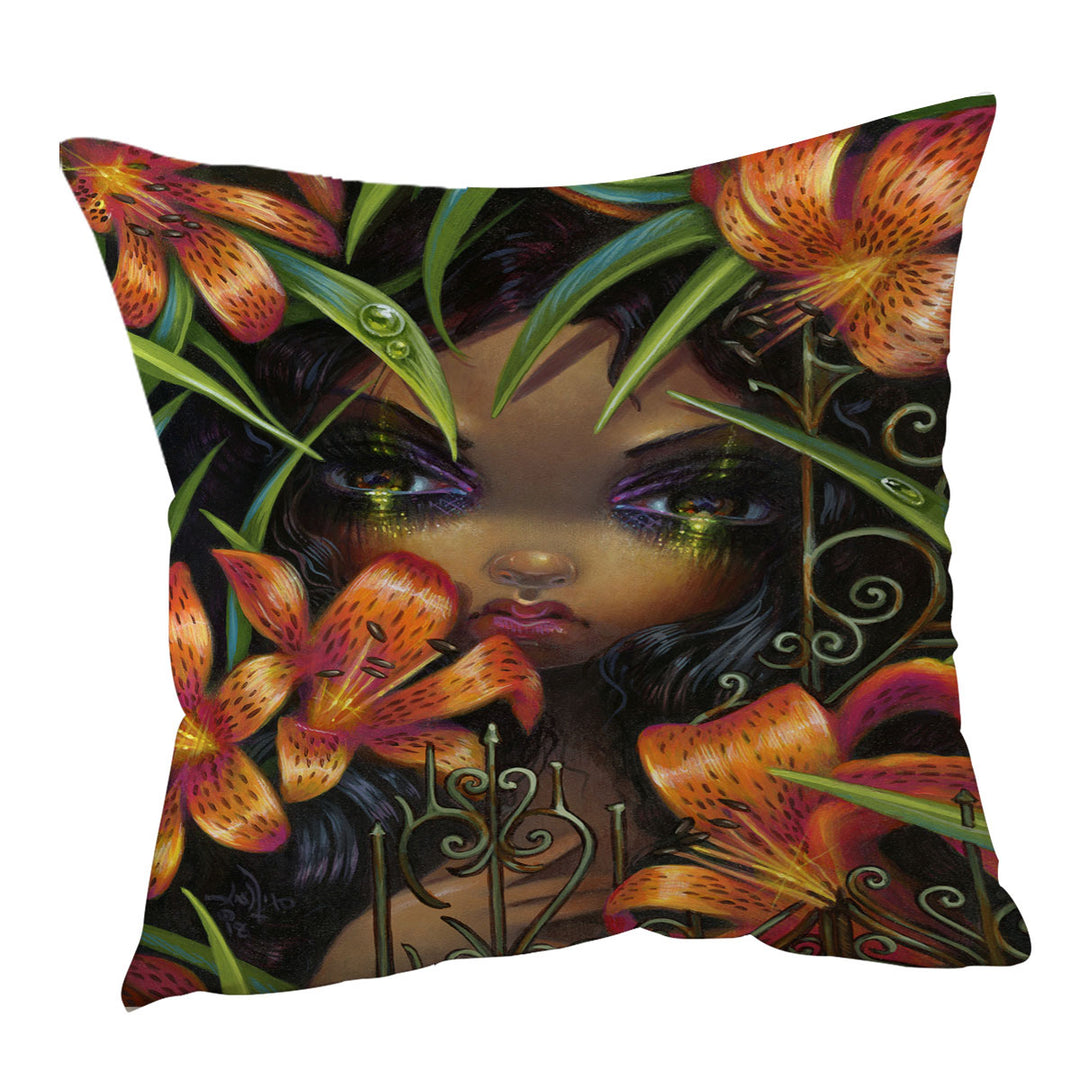 Gothic Art the Language of Flowers Tiger Lily Cushions