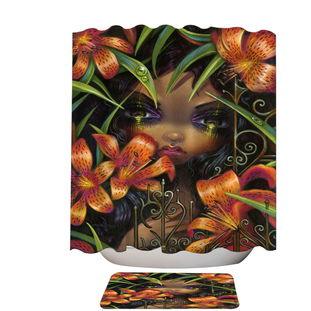 Gothic Art the Language of Flowers Tiger Lily Shower Curtain