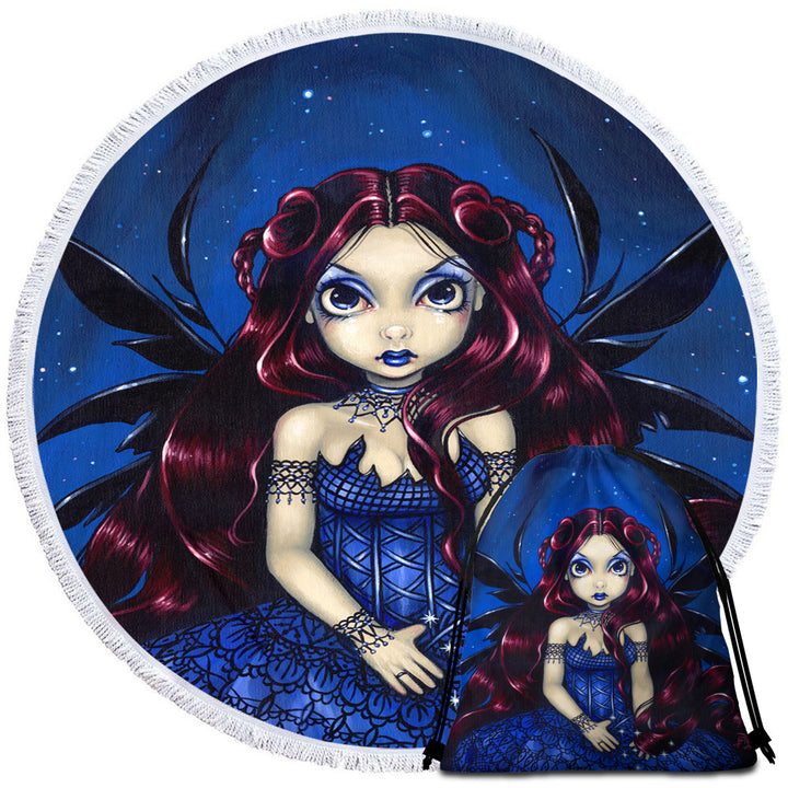 Gothic Beach Towel Blue Dress Fairy Countess