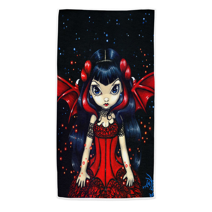 Gothic Beach Towel Fairy in a Red Dress