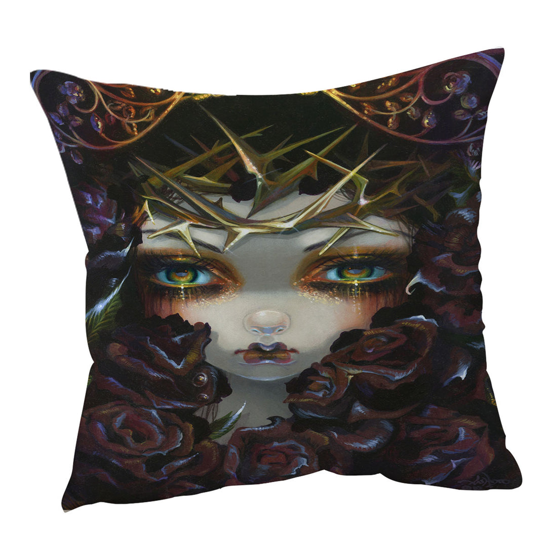 Gothic Cushion Covers Art the Language of Flowers Black Roses Girl