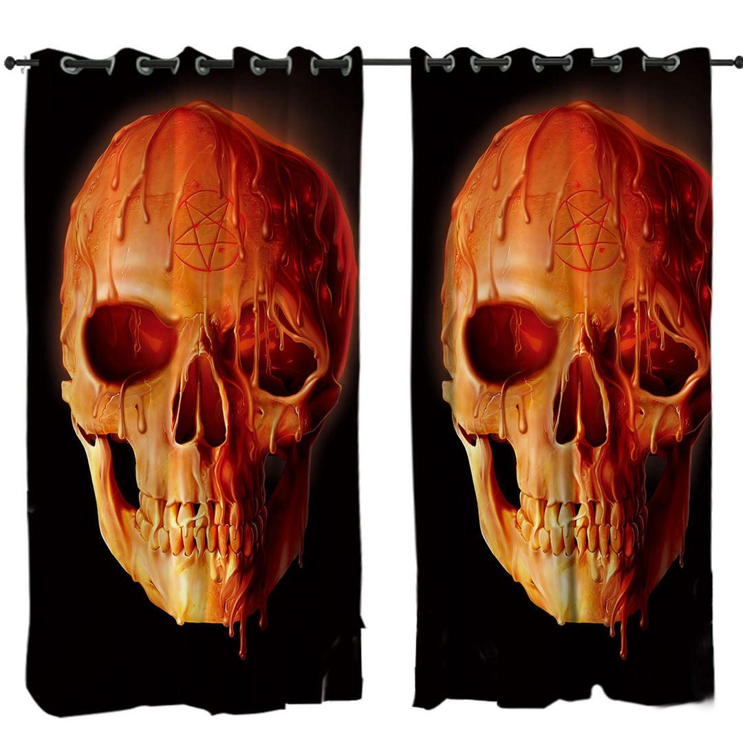 Gothic Dark Art Wax Skull Curtains for Bedroom