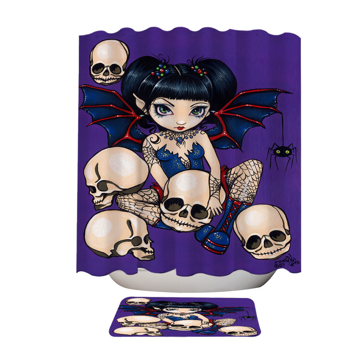 Gothic Fairy Spiders and Skulls Shower Curtains