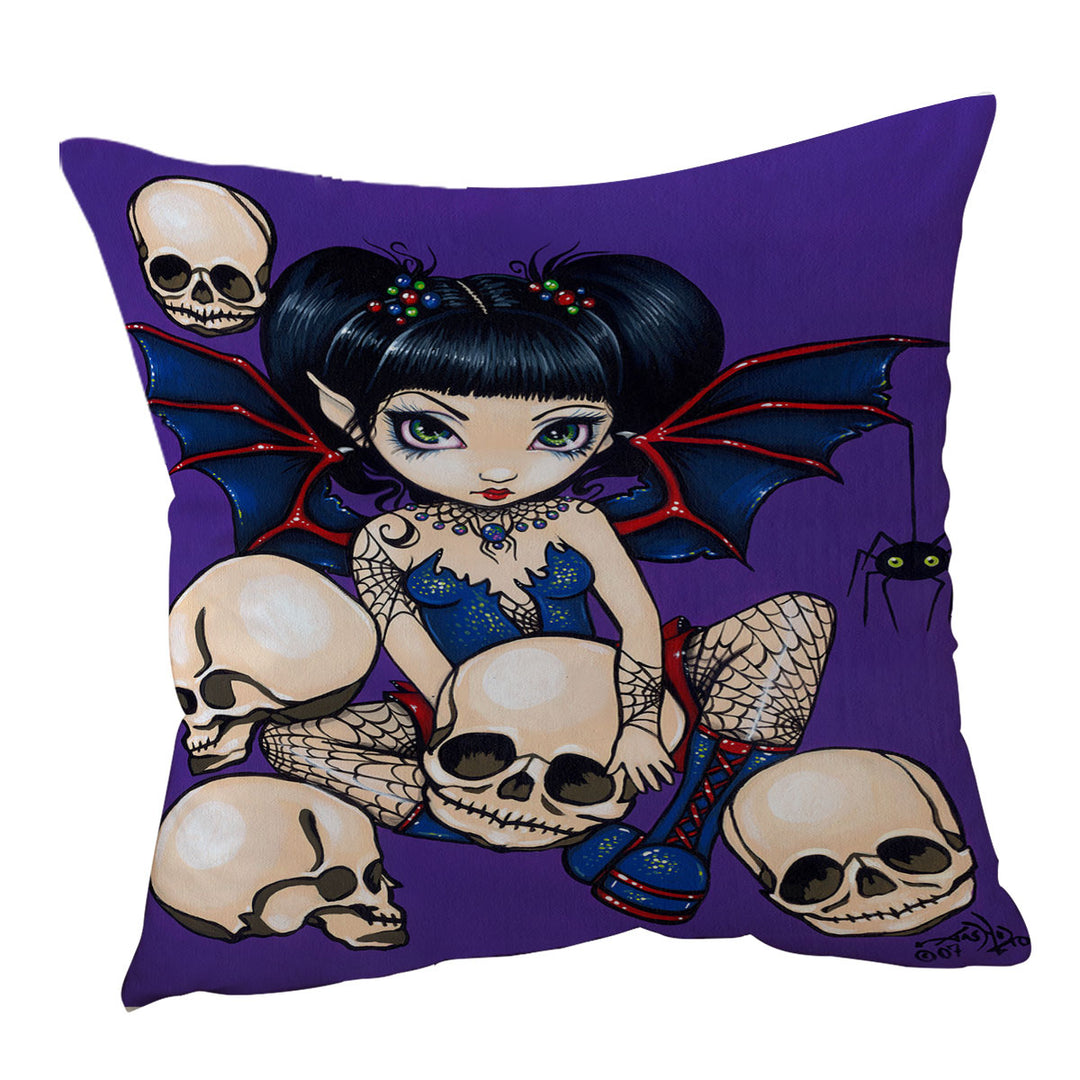 Gothic Fairy Spiders and Skulls Throw Cushions