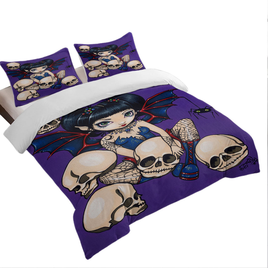 Gothic Fairy Spiders and Skulls Twin Duvet Covers