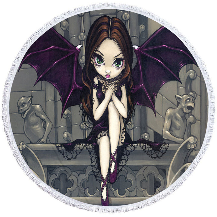 Gothic Fairy and the Gargoyles of Notre Dame Beach Towels