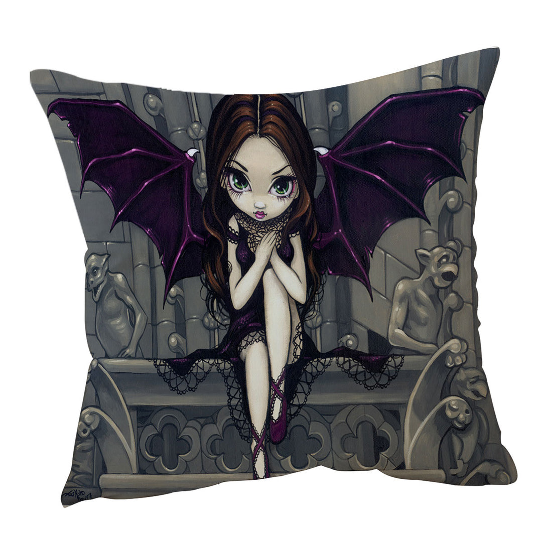 Gothic Fairy and the Gargoyles of Notre Dame Cushion Cover