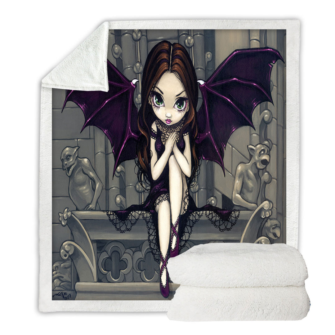 Gothic Fairy and the Gargoyles of Notre Dame Fleece Blankets