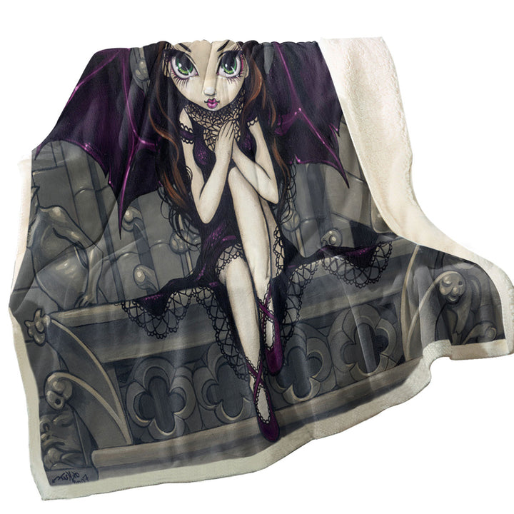 Gothic Fairy and the Gargoyles of Notre Dame Throw Blanket