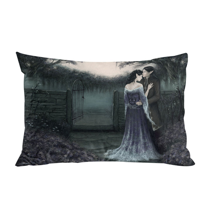 Gothic Fantasy Art Dark Garden of Two Elf Lovers Pillow Case Covers