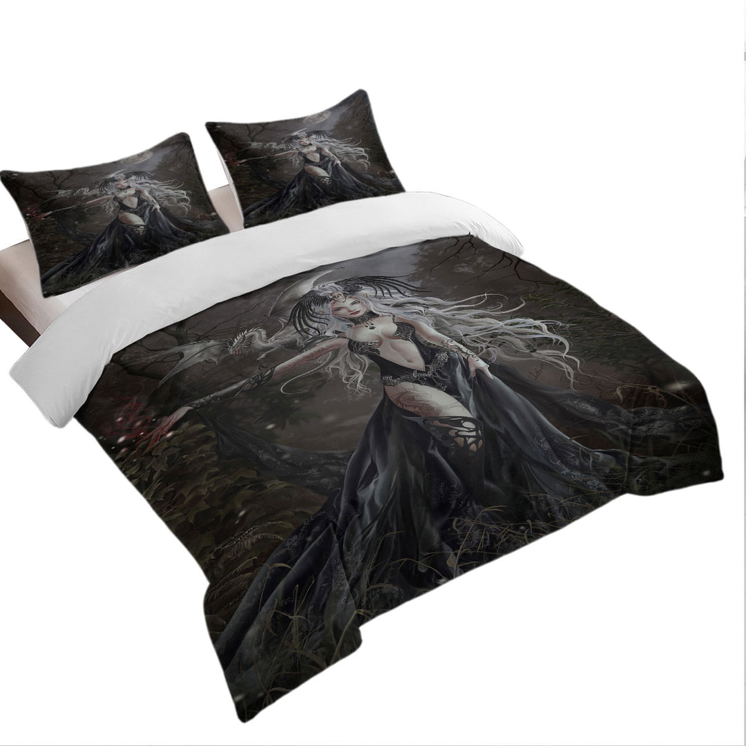 Gothic Fantasy Art My Queen of Havoc and Dragon Duvet Covers