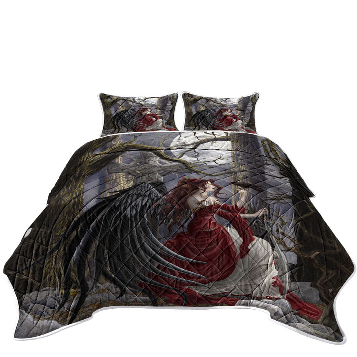 Gothic Fantasy Art the Graveyard Fairy California King Quilt Sets