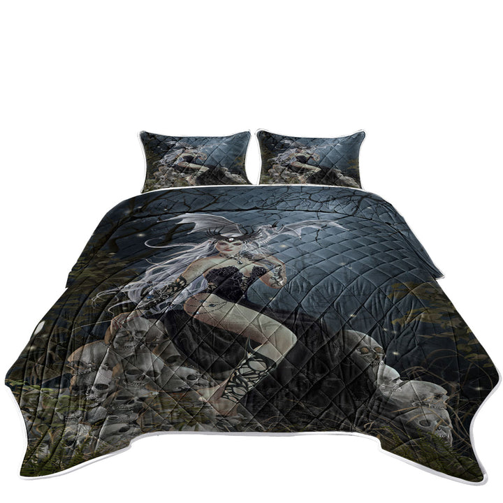 Gothic Fantasy Art the Mad Queen Dragon and Skulls Quilts