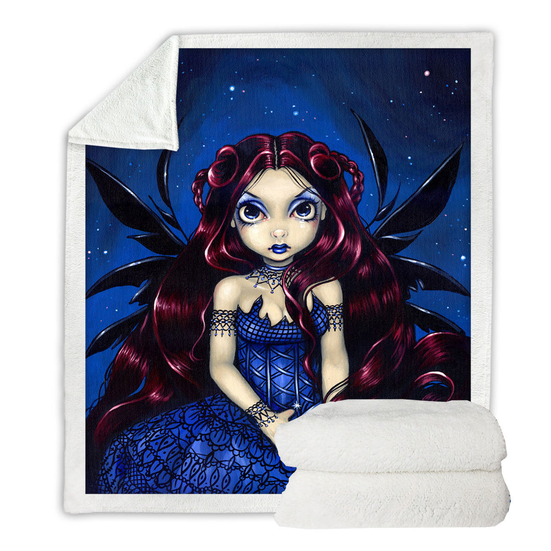 Gothic Fleece Blankets Blue Dress Fairy Countess