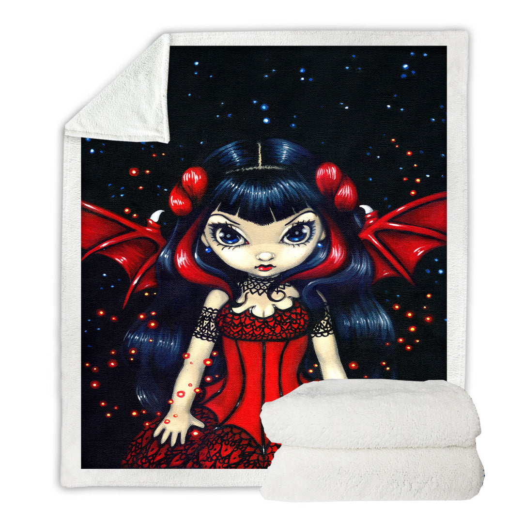 Gothic Fleece Blankets Fairy in a Red Dress