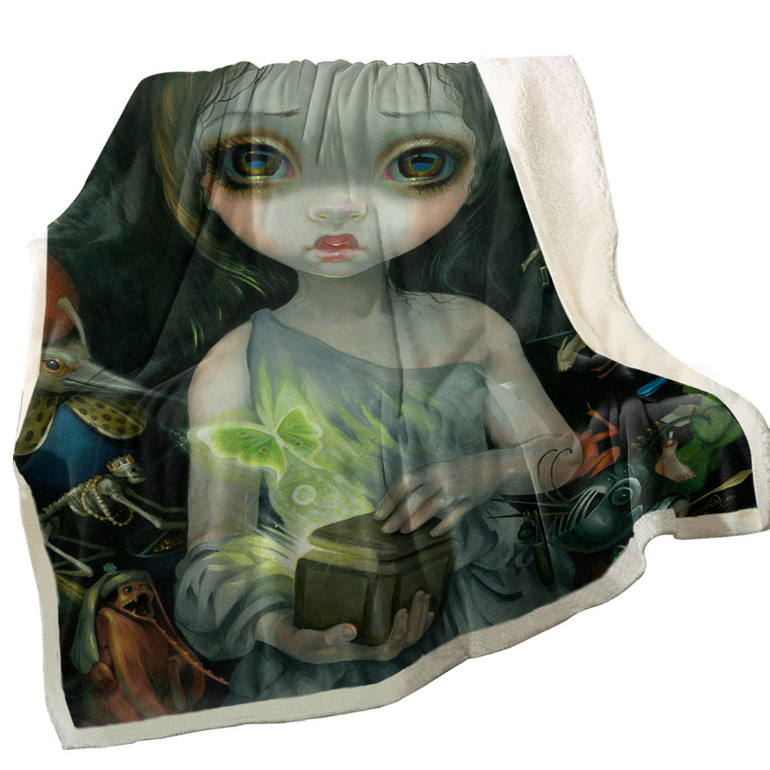 Gothic Fleece Blankets Scary Art Girl Opened the Pandora Box