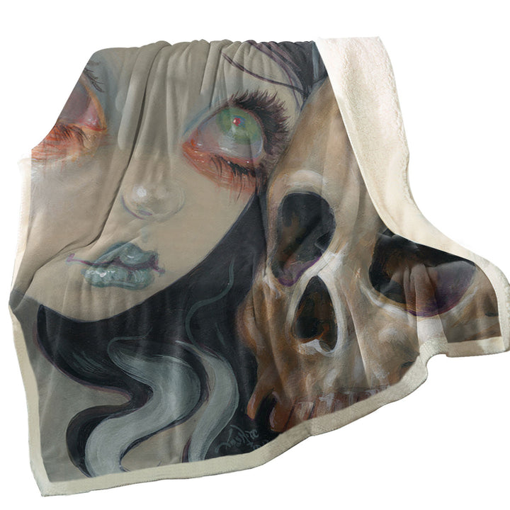 Gothic Girl Sofa Blankets Faces of Faery _196 Scary Skull and Gothic Girl