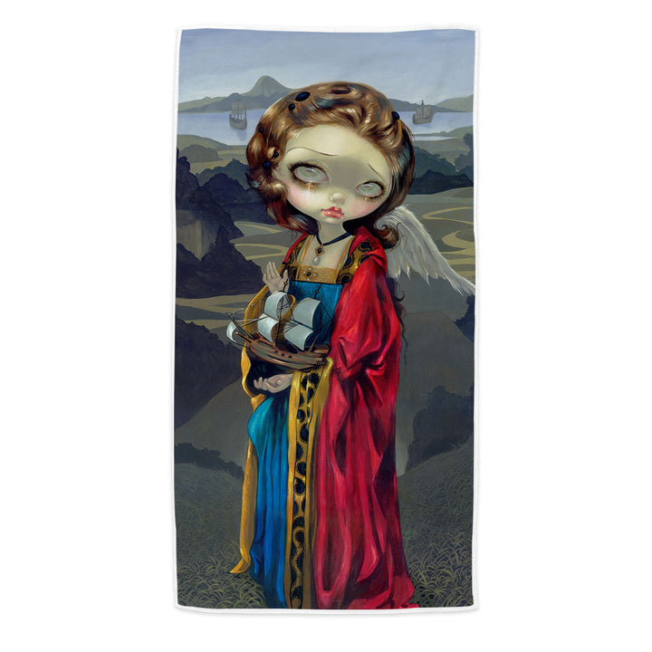 Gothic Microfiber Beach Towel style Painting Angel a Safe Harbor